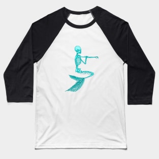 TURQUOISE BATHING MERMAID SKELETON Baseball T-Shirt